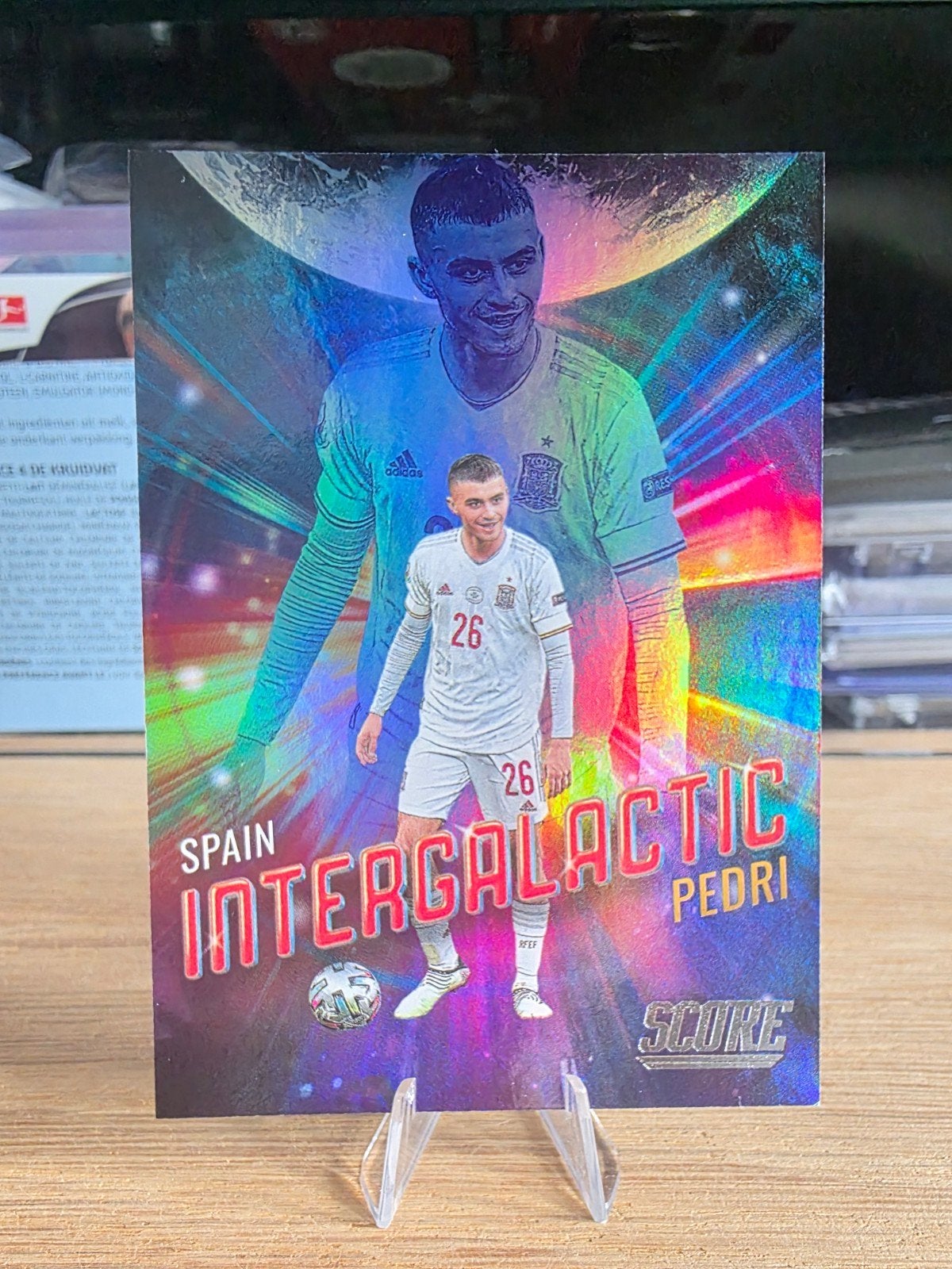 Pedri Intergalactic Panini Score Casehit - Spanje, Ophalen of Verzenden, Zo goed als nieuw, Buitenlandse clubs, Spelerskaart