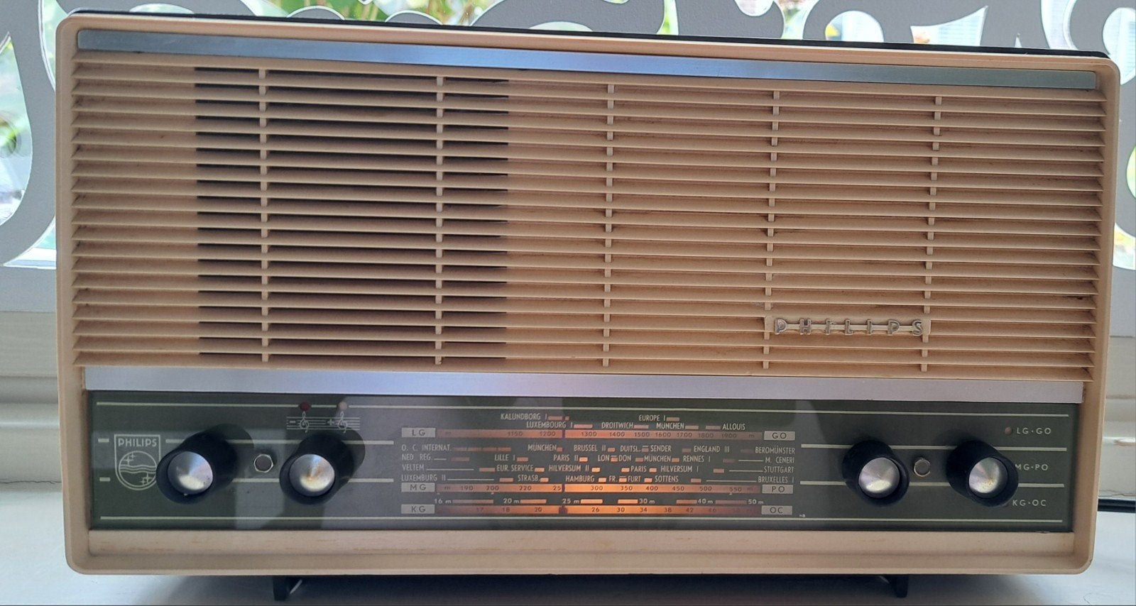 Vintage Philips Buizenradio – Werkend! Retro Eyecatcher, Ophalen of Verzenden