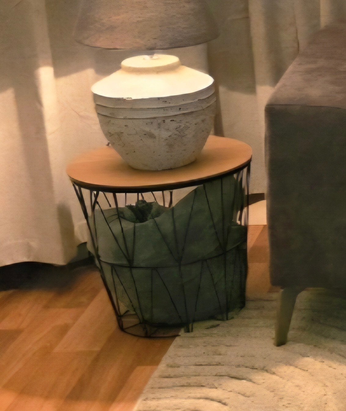 bijzettafeltje met opbergruimte, Ophalen, Rond, Minder dan 55 cm, 45 tot 60 cm