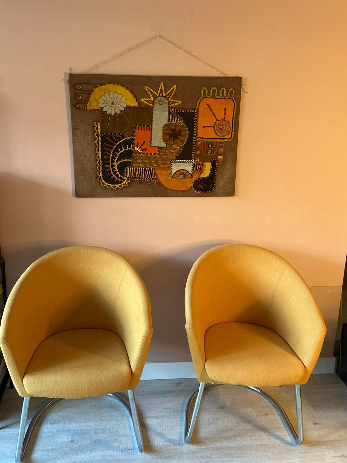Wandkleed space age retro flowerpower, Ophalen of Verzenden, Zo goed als nieuw, Rond, 50 tot 100 cm