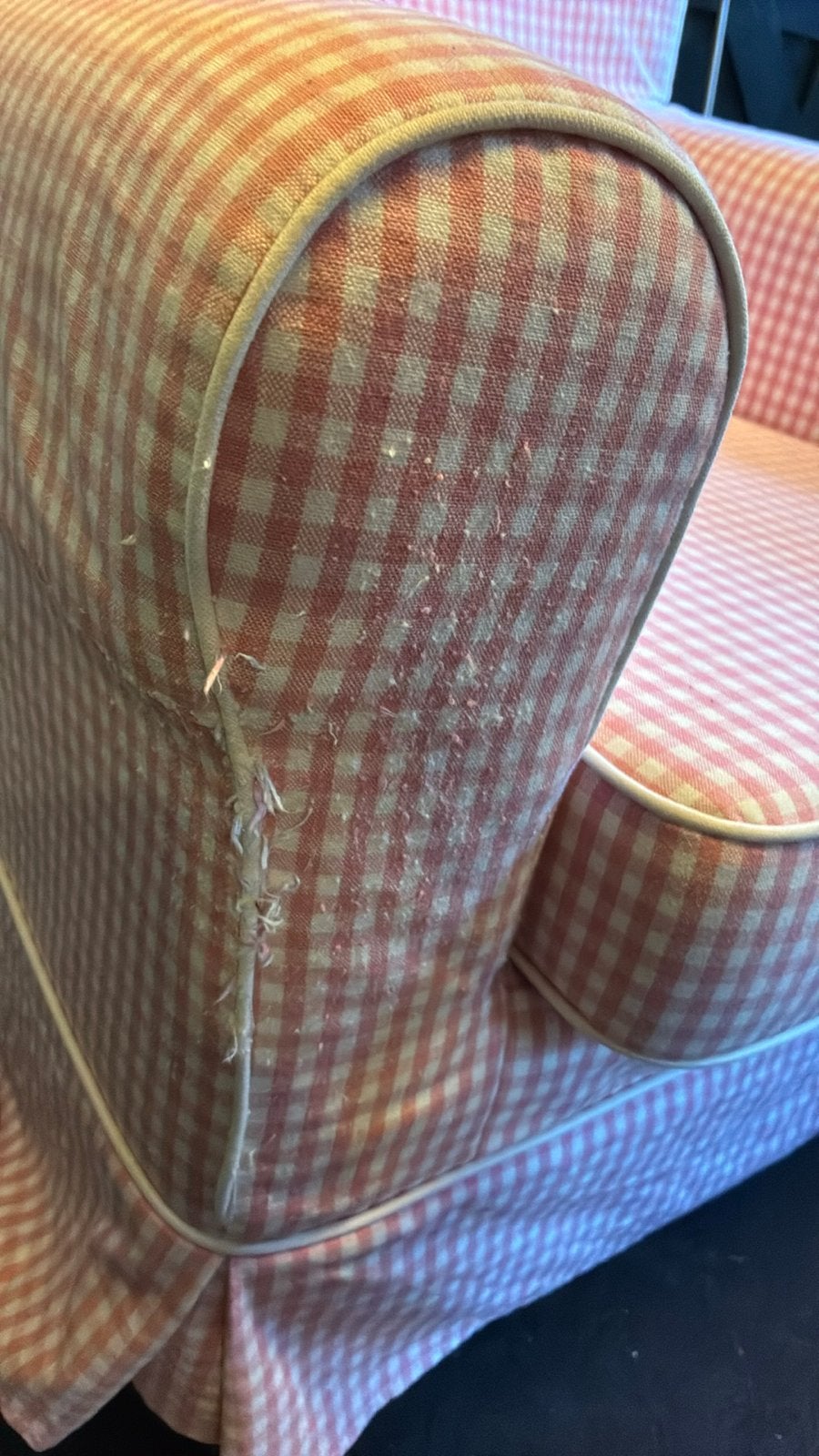 Roze geruite fauteuil - Gebruikt jeny lund ikea, Huis en Inrichting, Ophalen, Gebruikt, Overige kleuren, Eén