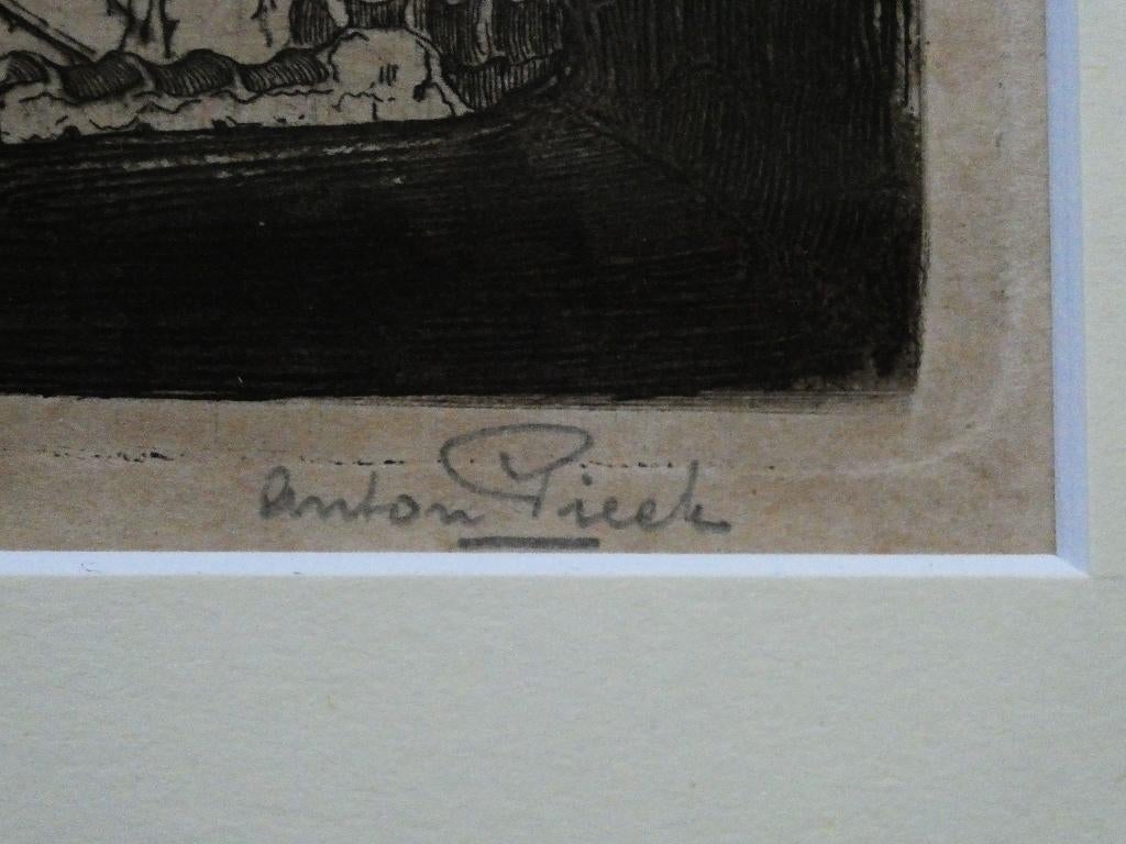 Anton Pieck ets Zaltbommel Daken van Bommel ca. 1917, Ophalen of Verzenden
