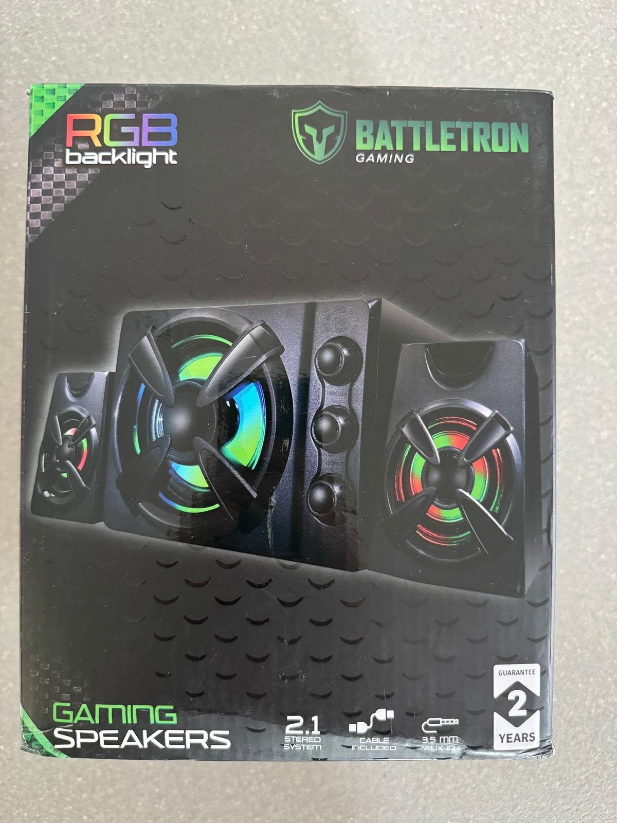 Battletron Gaming Speakers 2.1 + RGB-achtergrondverlichting, Computers en Software, Ophalen of Verzenden, Zo goed als nieuw, Audiokanaal 2.1