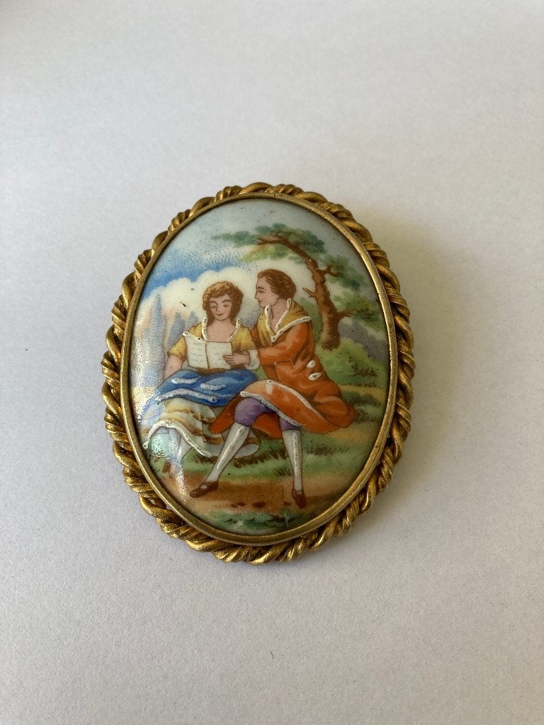 Oude Limoges Broche, Sieraden, Tassen en Uiterlijk, Overige materialen, 4 tot 7 cm, Gebruikt, Overige kleuren