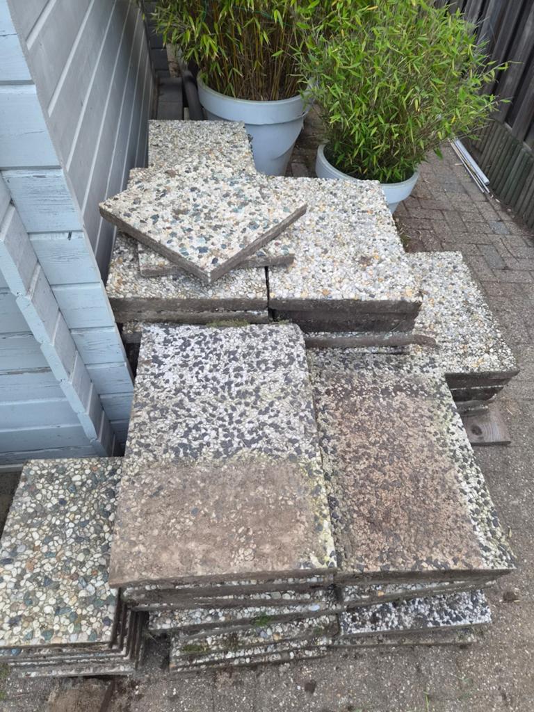 Terrastegels met grindstructuur, Ophalen, Gebruikt, 10 m² of meer, Beton