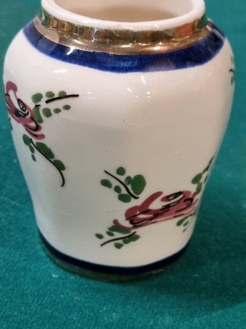 lepelvaasje porselein handbeschilderd vintage, Ophalen of Verzenden