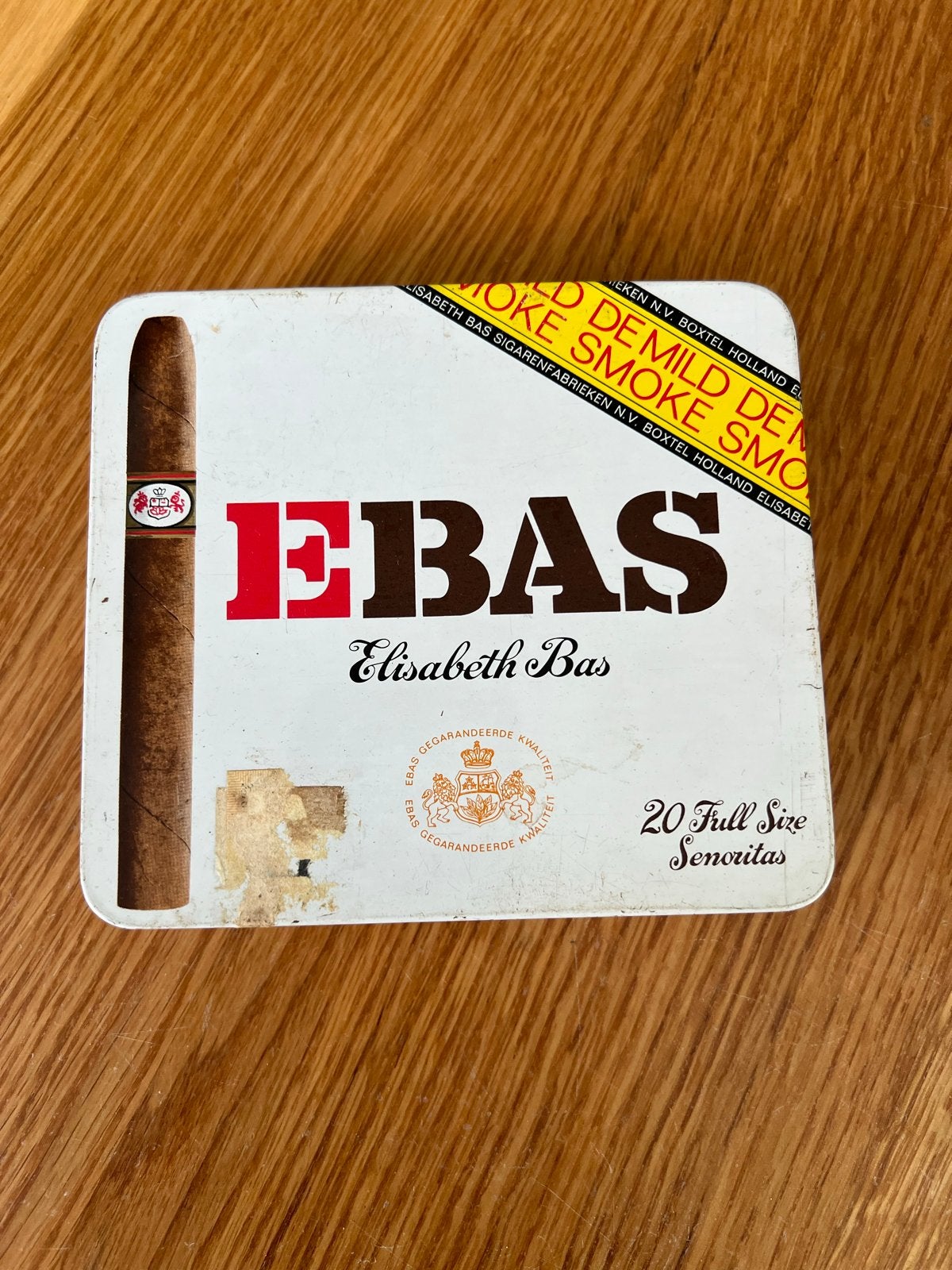 Vintage EBAS Elisabeth Bas sigarenblikje - De Mild Smoke, Verzamelen, Ophalen of Verzenden, Gebruikt, Overige, Overige merken