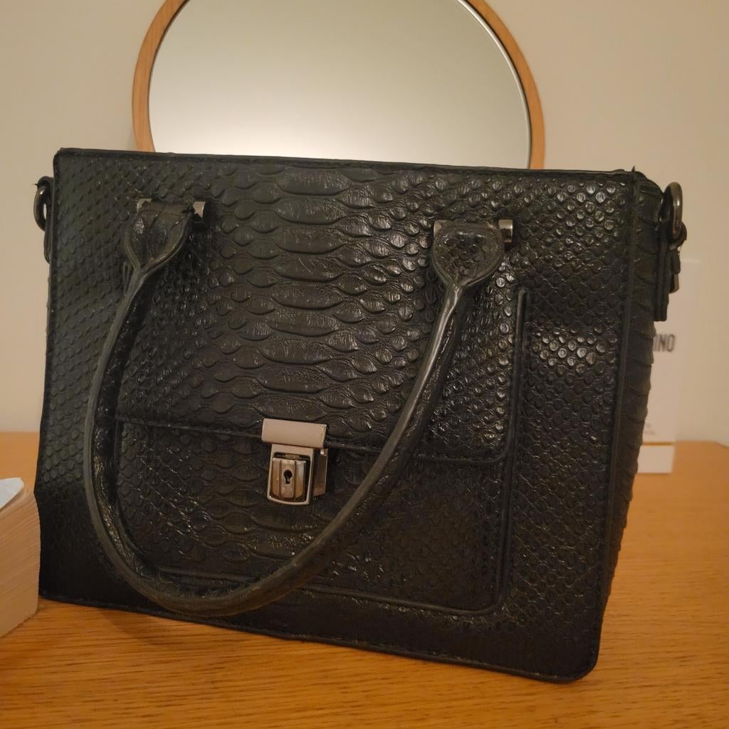 Max & Enjoy Vintage zwart slangenleer motief tas, Sieraden, Tassen en Uiterlijk, Tassen | Damestassen, Ophalen, Zwart, Handtas