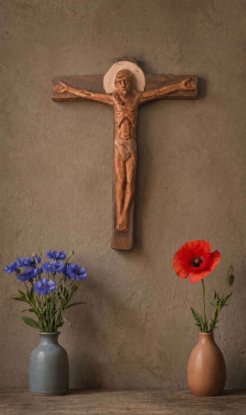 Schitterende Crucifix - keramiek - 1920-1930 - ArtDeco, Ophalen of Verzenden