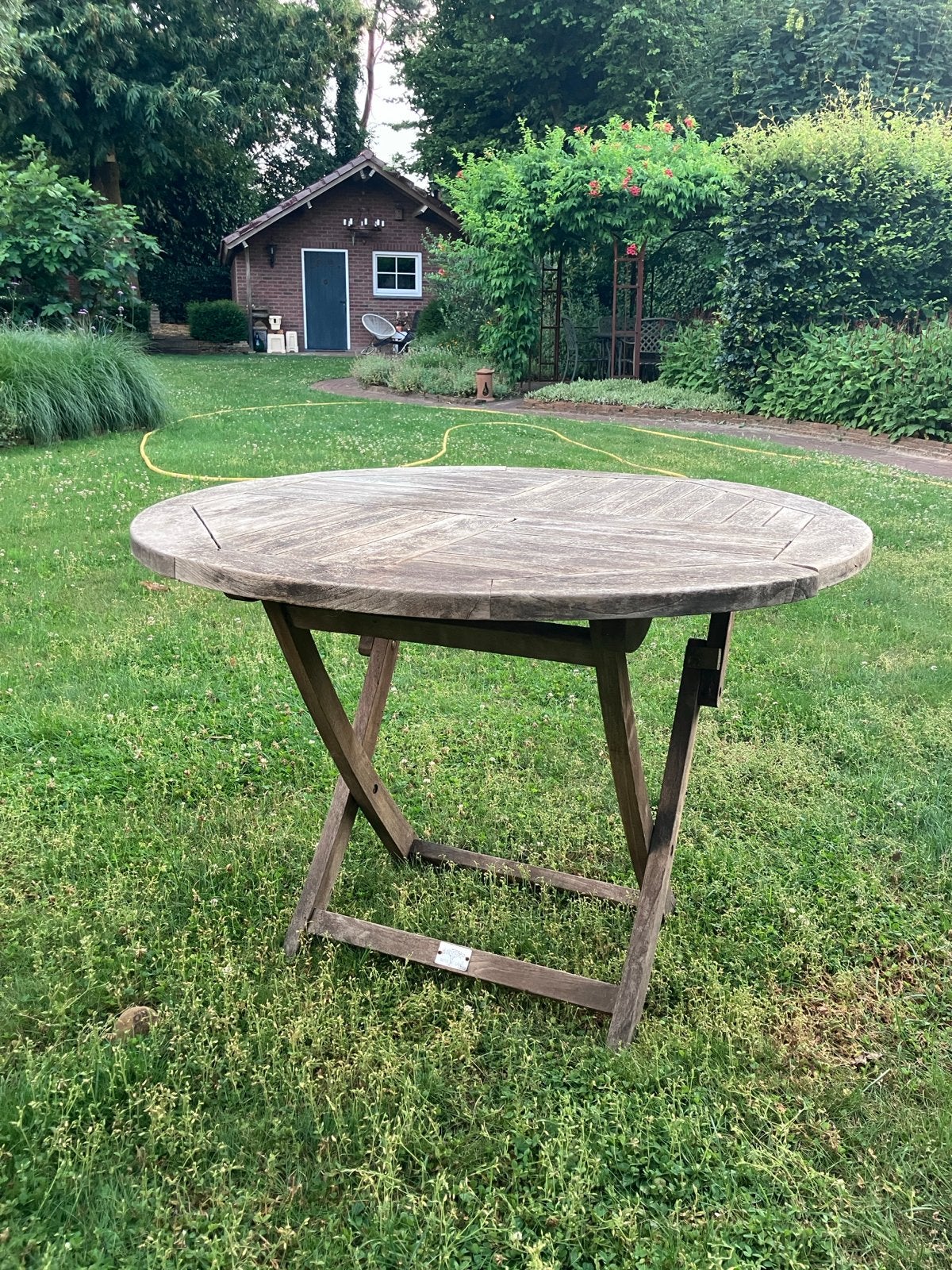 Inklapbare teakhouten tuintafel - Bois Le Duc, Ophalen, Gebruikt, Rond, Teakhout