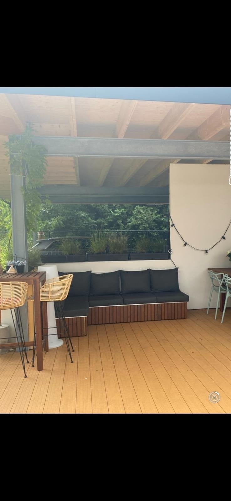 Comfortabele Loungebank voor Buiten - Zelfbouw, Ophalen, 4 zitplaatsen, Gebruikt, Loungeset