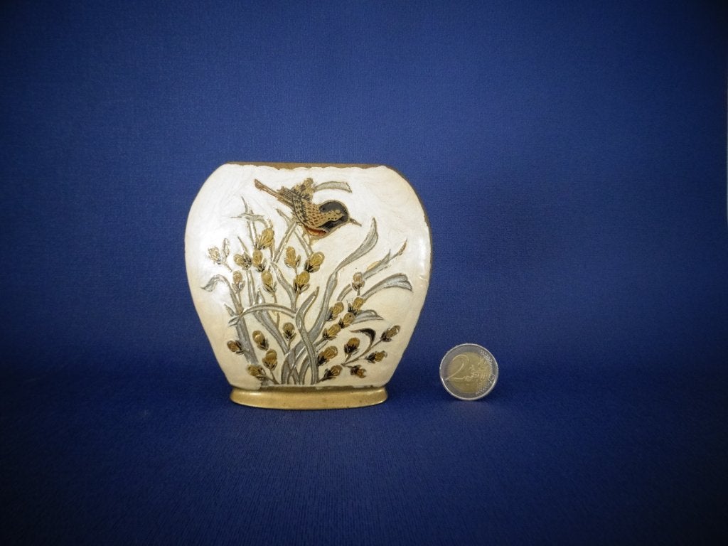 Cloisonne vaasje - vogel, Ophalen of Verzenden