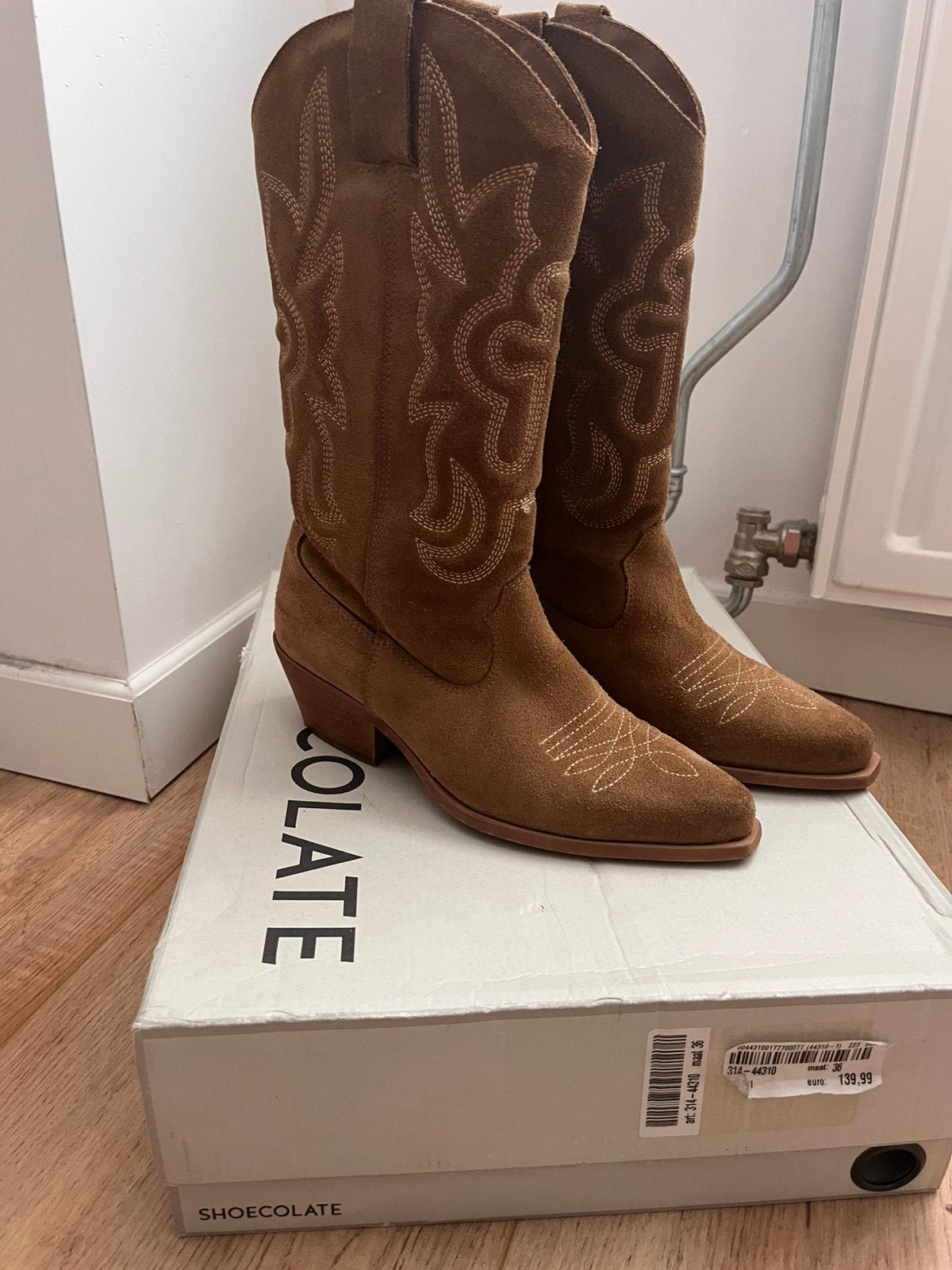 shoecolate cowboy boots laarzen maat 36, Ophalen, Hoge laarzen, Bruin, Zo goed als nieuw
