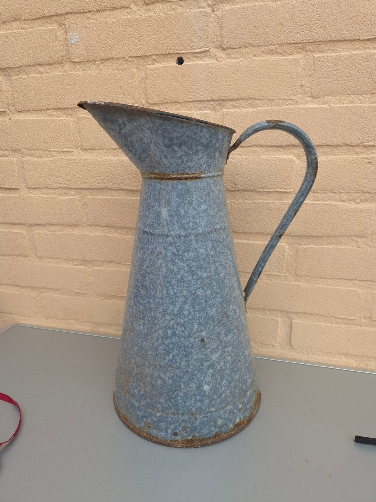 Grijs gewolkte emaille lampetkan., Antiek en Kunst, Ophalen of Verzenden