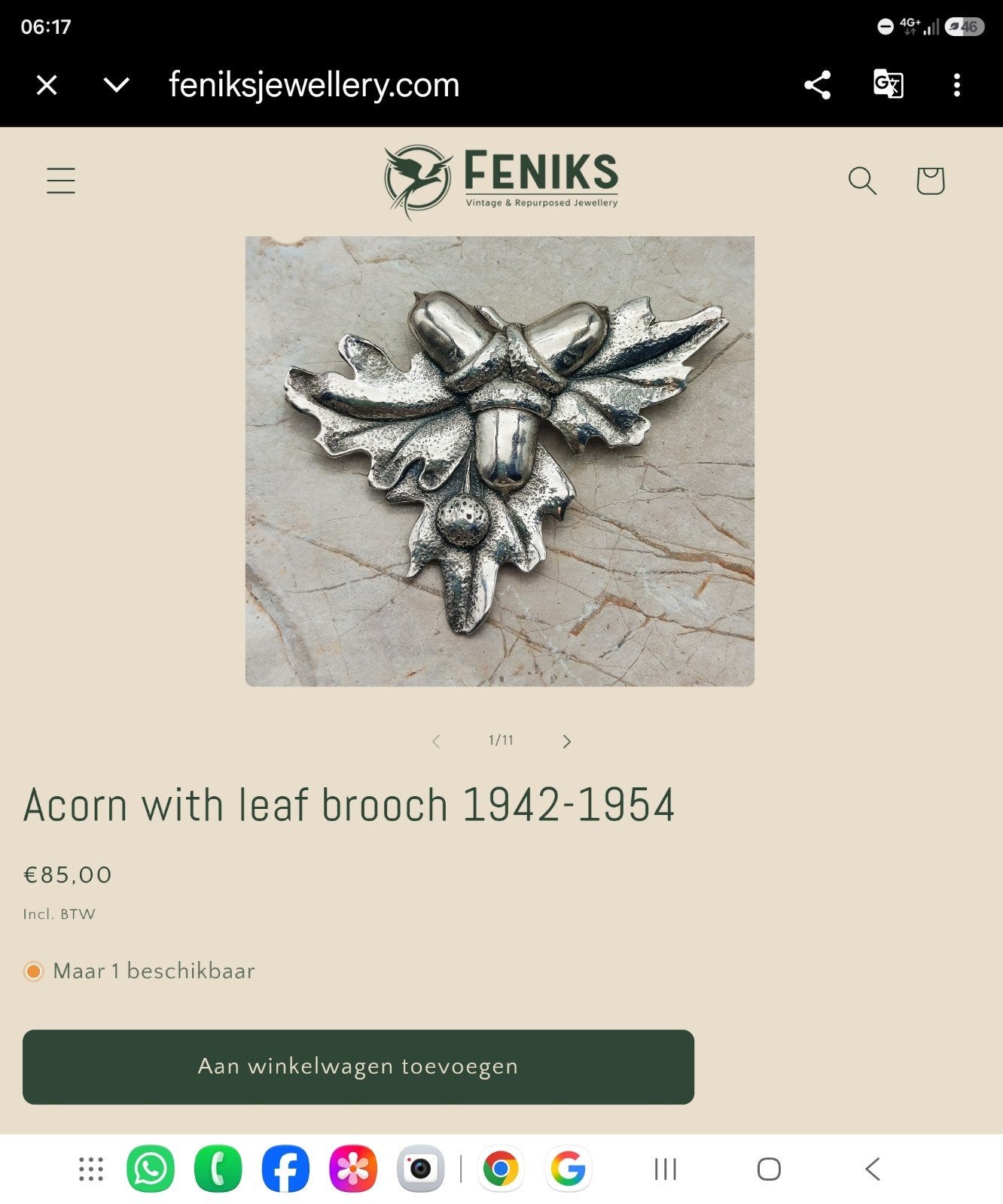 C. Teulings     Broche eikels met blaadjes zilver, Ophalen of Verzenden, Zilver