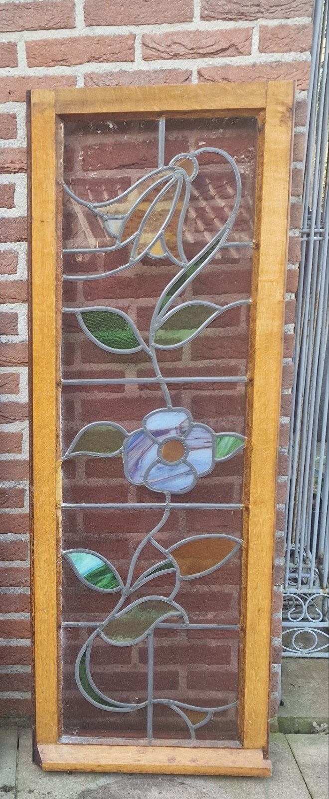8 originele antieke glas-in-lood ramen Jugendstil / Art Nouv, Antiek en Kunst, Ophalen