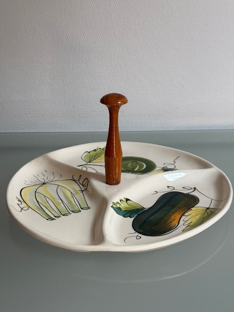 Vintage Italiaanse serveerschaal handbeschilderd keramiek, Huis en Inrichting, Keuken | Servies, Overige merken, Vintage, Ophalen of Verzenden