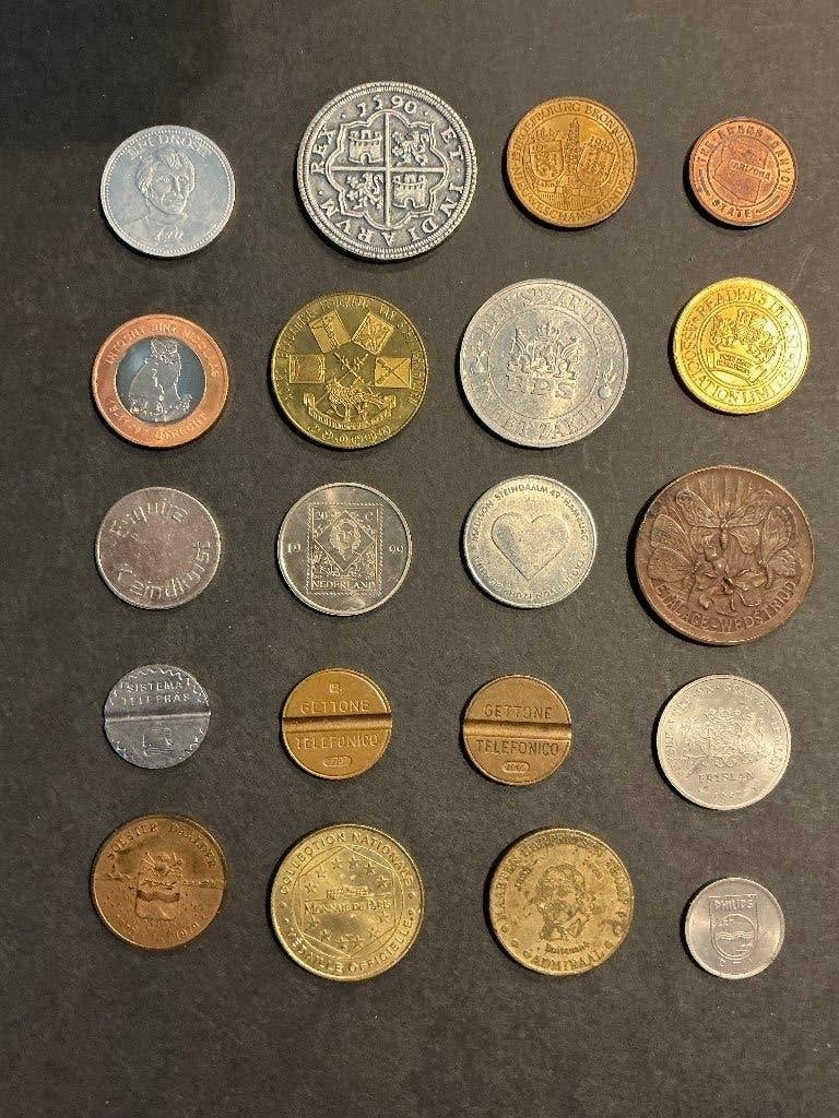 Lot van 20 diverse penningen, tokens en herinneringsmunten, Ophalen of Verzenden, Overige materialen, Buitenland