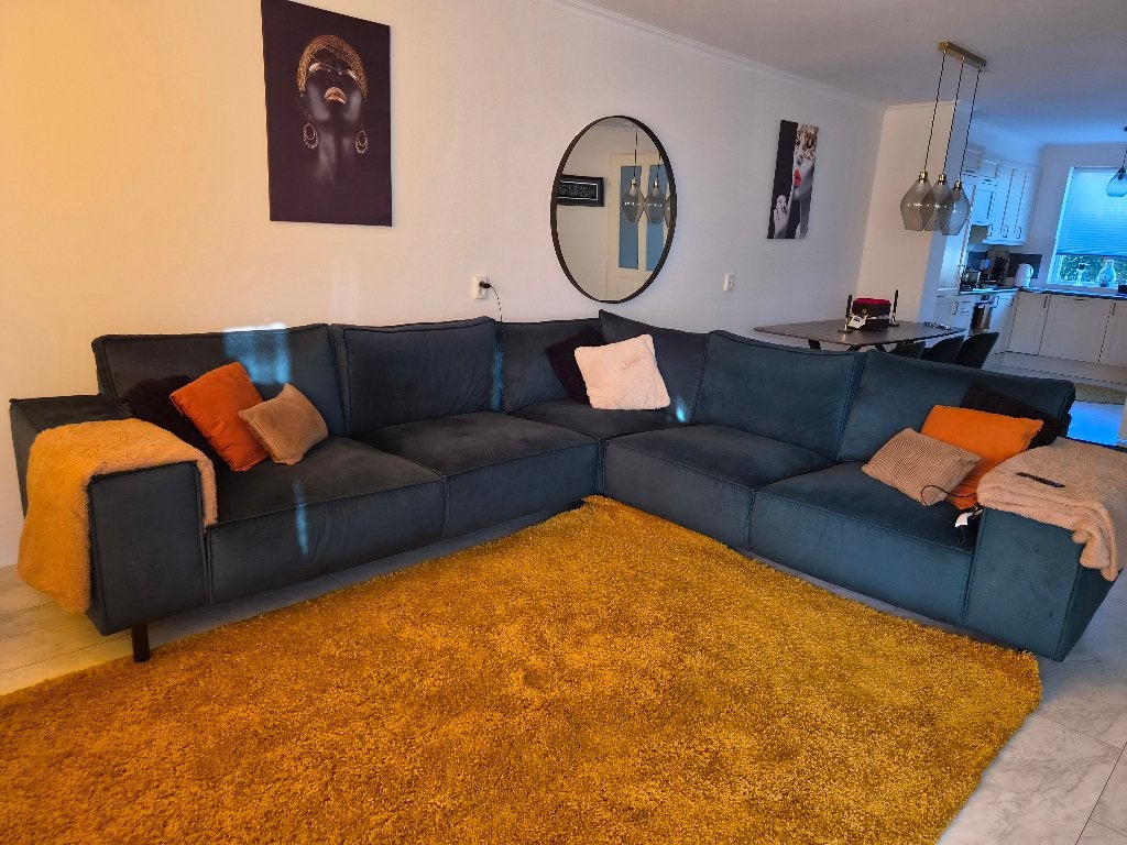 Een mooie bankstel te koop (donkergroen), Ophalen, Hoekbank, 300 cm of meer, 75 tot 100 cm