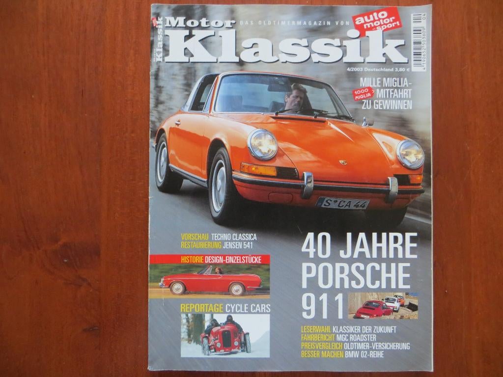 Motor Klassik 4 2003 40 Jahre Porsche 911, cycle-cars, Ophalen of Verzenden, Nieuw, Porsche