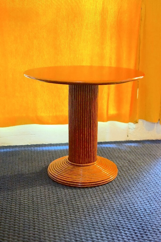 Ronde bijzettafel met bamboe / rotan onderstel - 80cm tafel, Ophalen, 50 tot 100 cm, Rond, 50 tot 100 cm