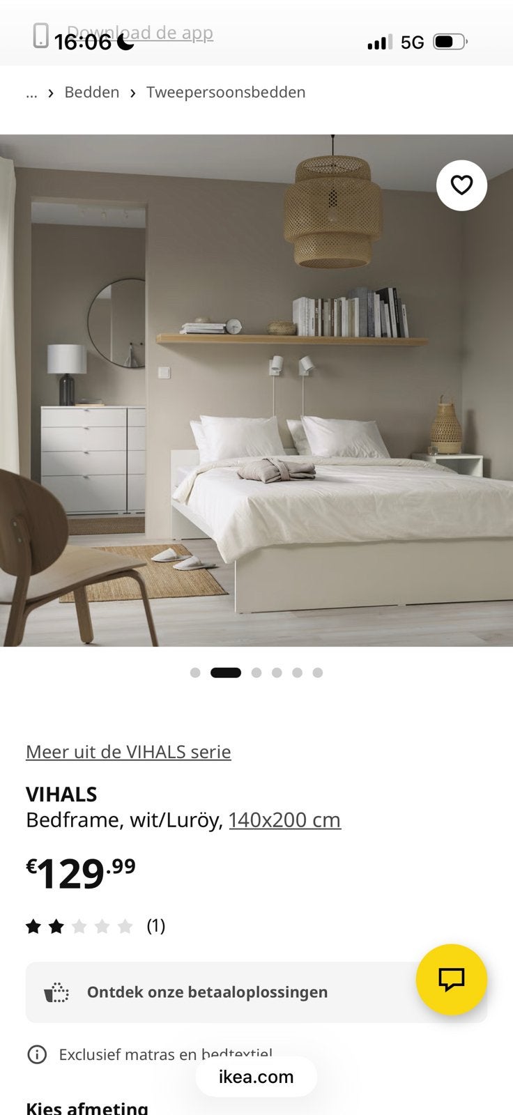 Bedframe 140x200 cm, Ophalen, Tweepersoons, 140 cm, Zo goed als nieuw