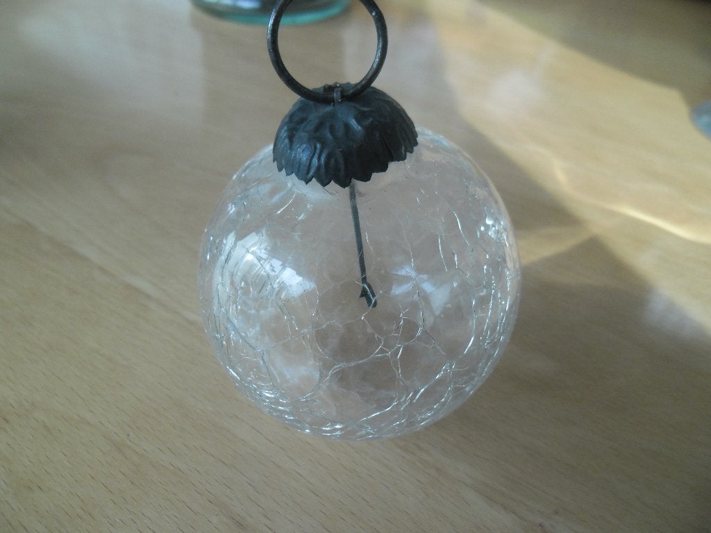 Glazen kerstbal met craquelé effect, Ophalen of Verzenden, Gebruikt