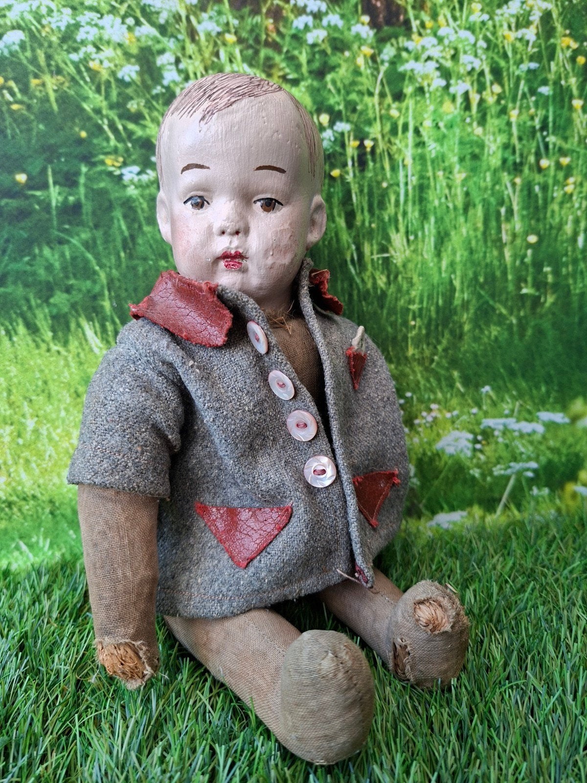 Antieke Bing pop met origineel jasje - 27 cm, Verzamelen, Ophalen of Verzenden, Gebruikt, Pop