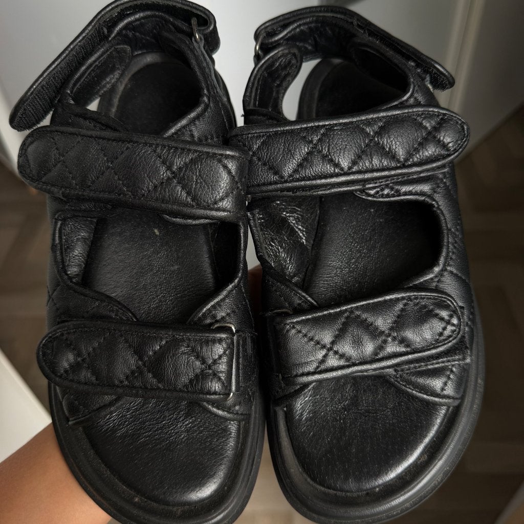 leather sandals, Zwart, Zo goed als nieuw, Sandalen of Muiltjes, Ophalen of Verzenden