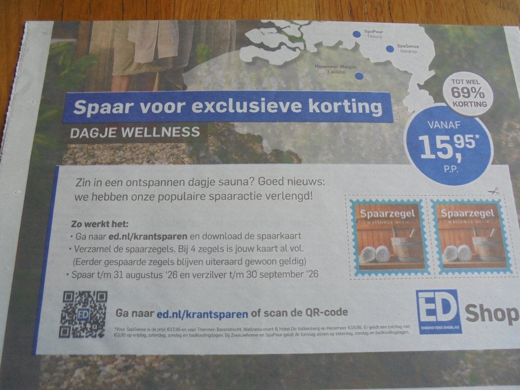 zegels voor dagje wellness, Ophalen of Verzenden, Overige soorten, Zegels, Bonnen of Punten