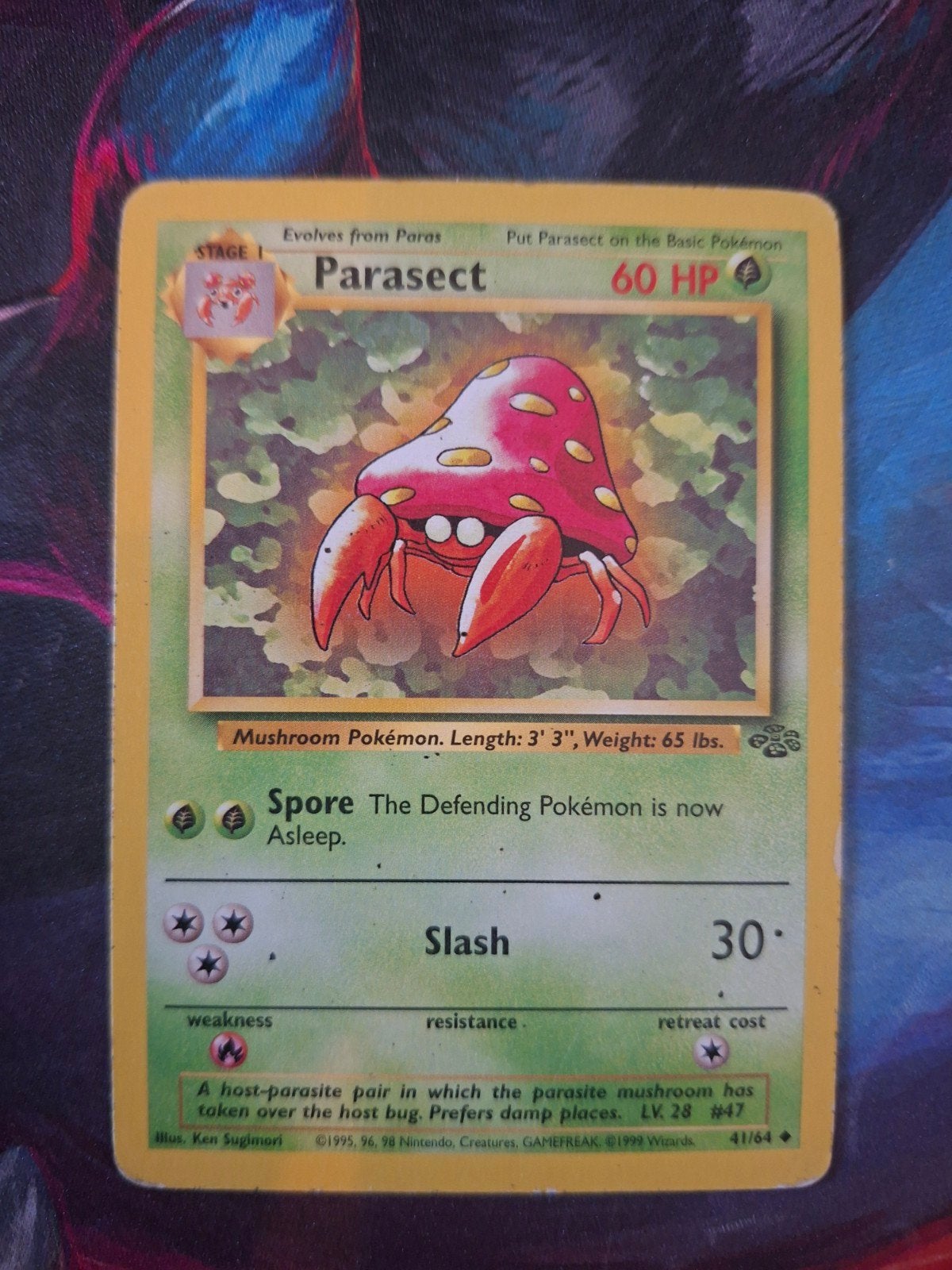 Parasect Jungle Pokémon kaart - Played staat, Ophalen of Verzenden, Gebruikt, Losse kaart