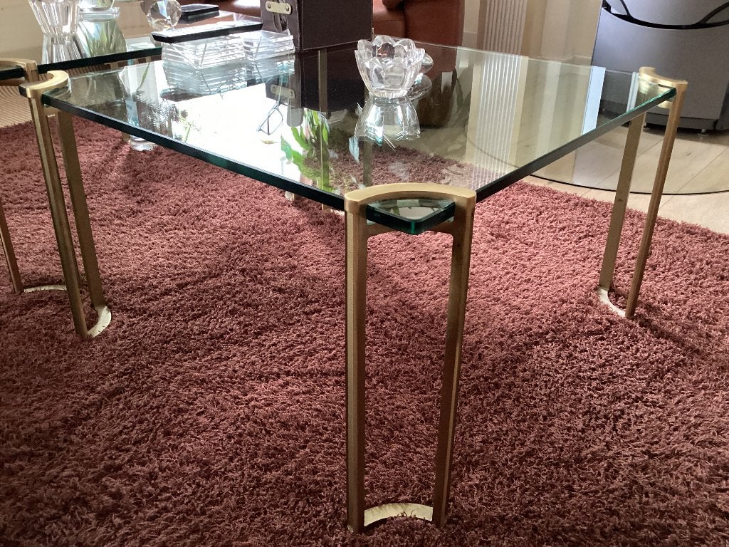 glazen salontafel., Huis en Inrichting, Ophalen, Gebruikt, 50 tot 100 cm, Vierkant