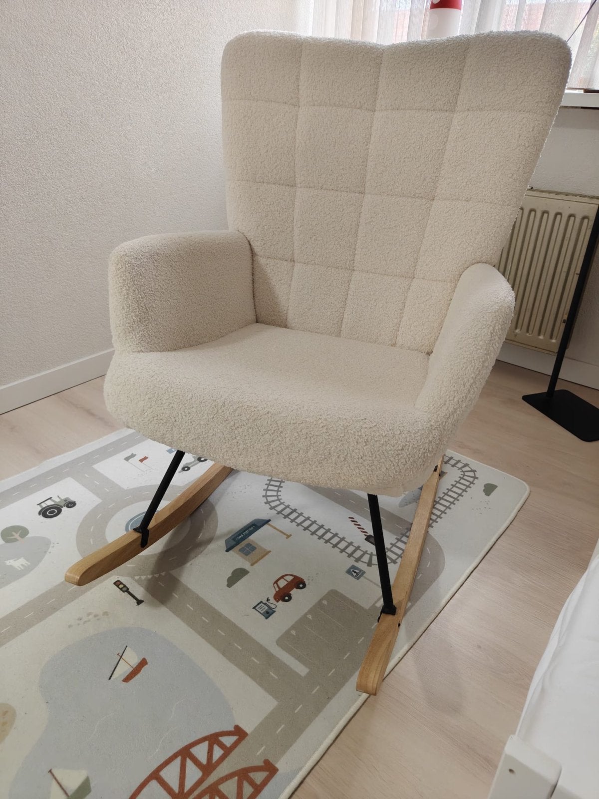 Comfortabele schommelstoel teddy stof - zo goed als nieuw, Huis en Inrichting, 75 tot 100 cm, Ophalen of Verzenden, Zo goed als nieuw