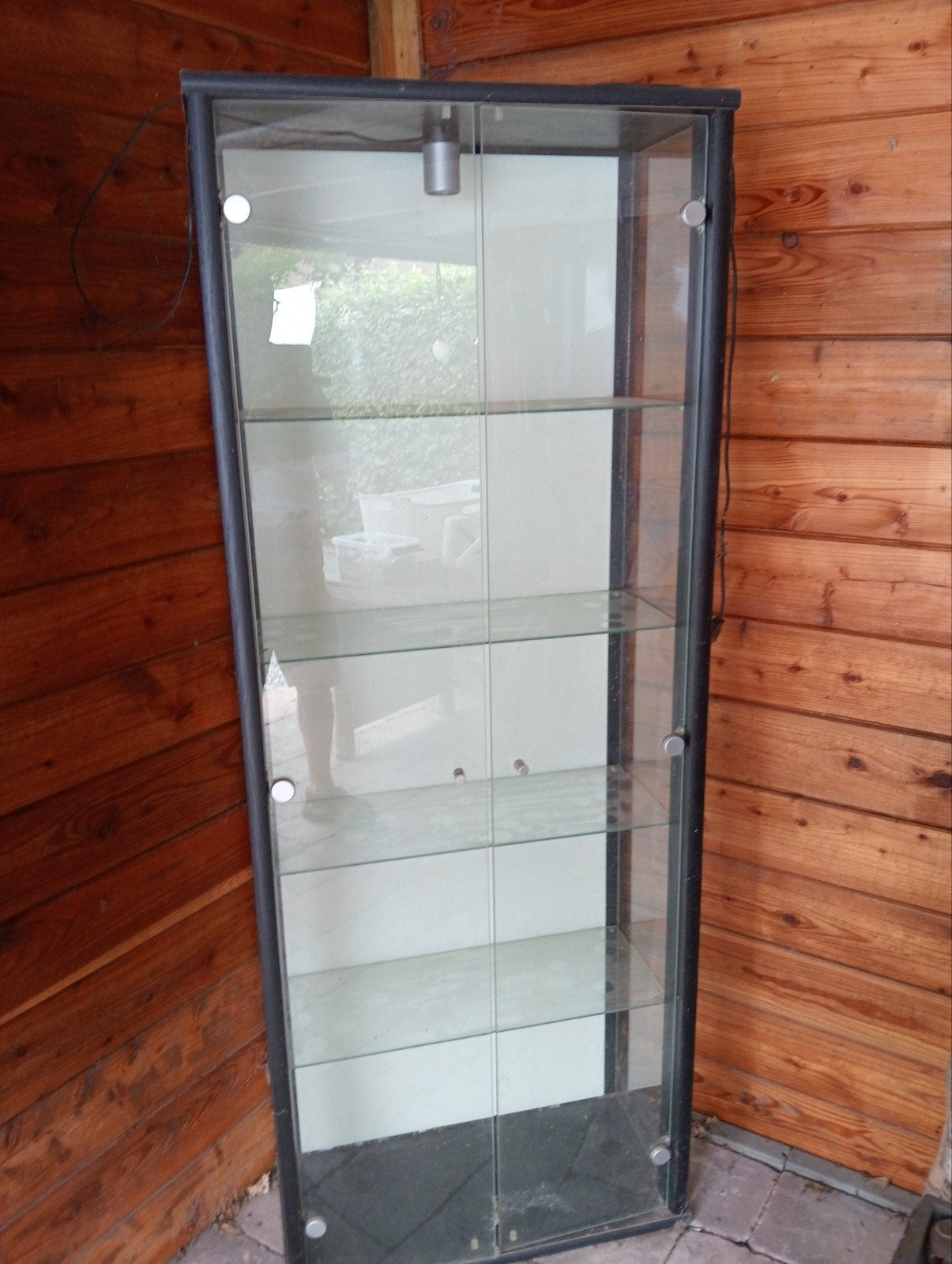 Glazen vitrinekast met verlichting, Ophalen, 50 tot 100 cm, Glas, 150 tot 200 cm