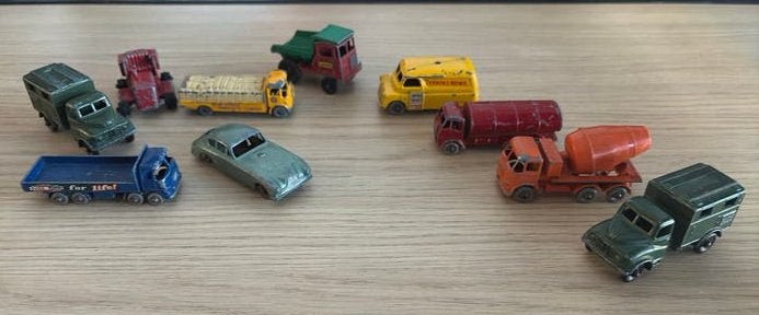 10 Moko Lesney modellen bespeeld maar nog erg mooi, Ophalen of Verzenden, Zo goed als nieuw, Bus of Vrachtwagen