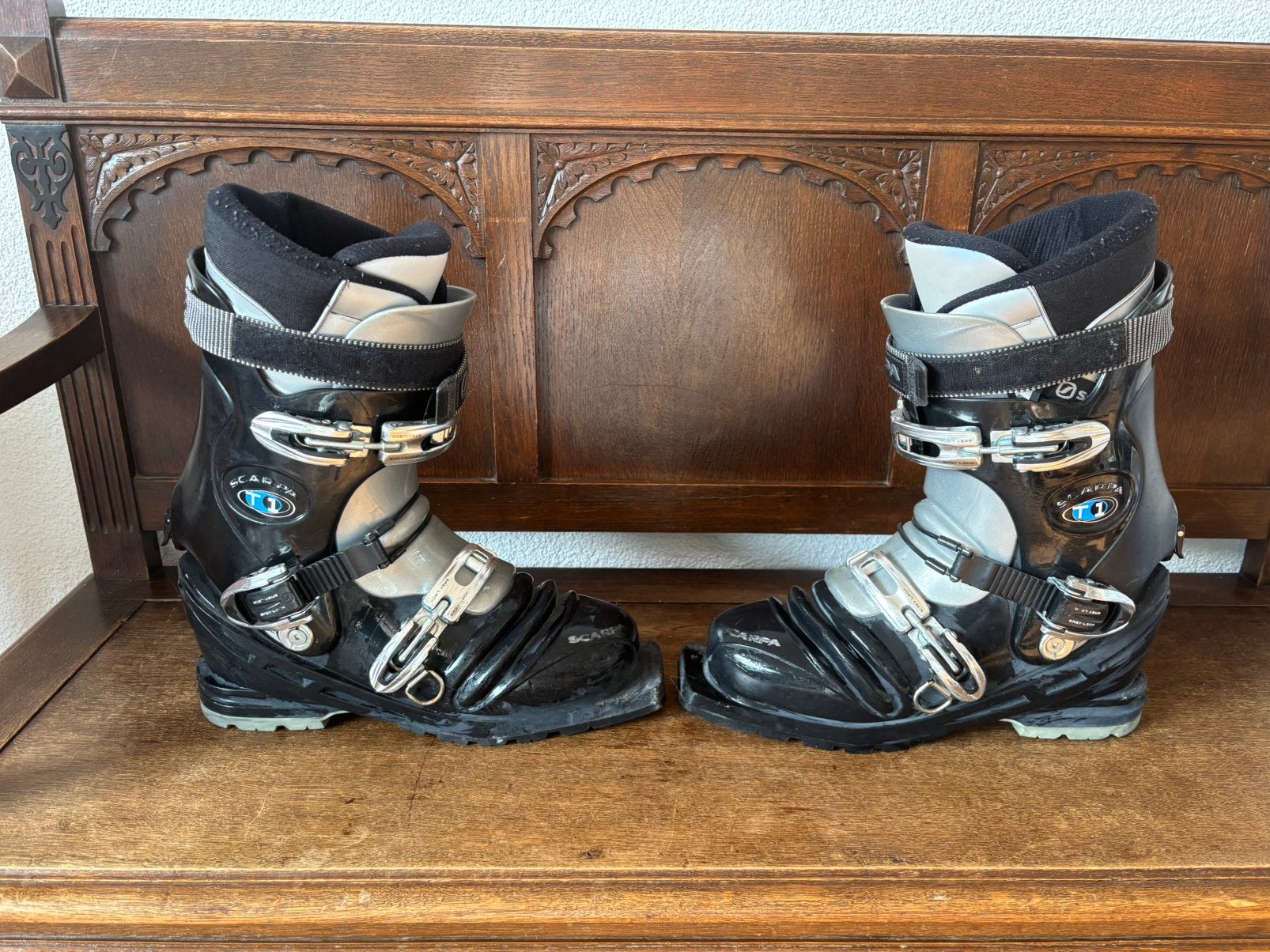 Scarpa T1 telemarkschoenen, Sport en Fitness, Overige merken, 160 tot 180 cm, Gebruikt, Schoenen