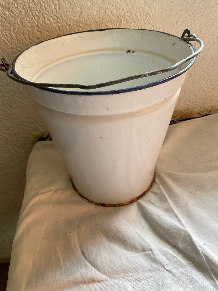 witte emaille emmer, Antiek en Kunst, Curiosa en Brocante, Ophalen