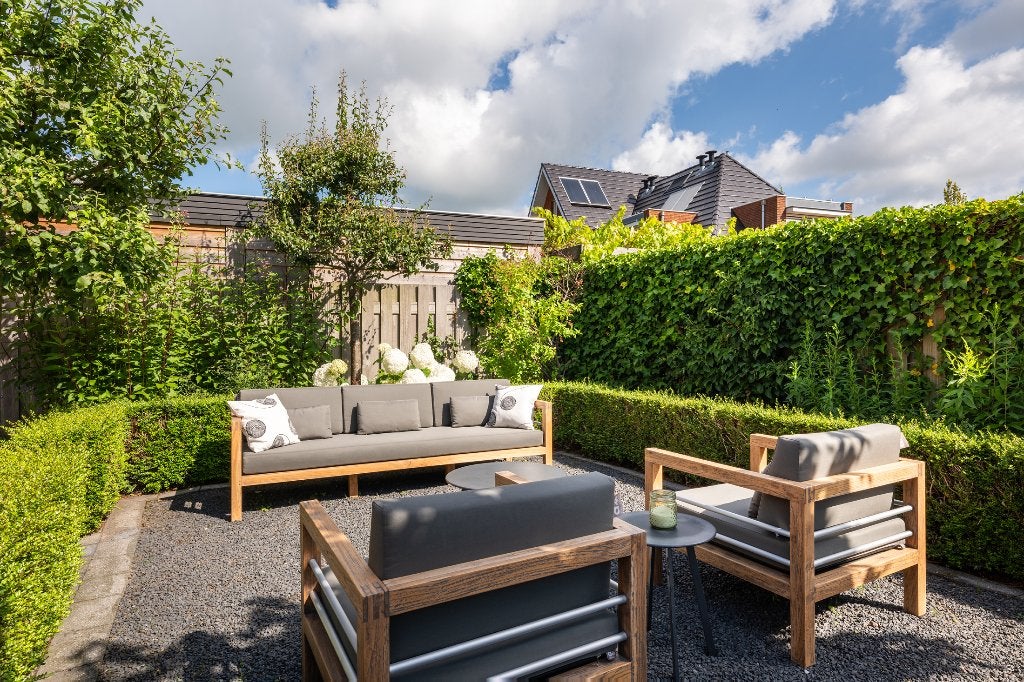 Tuin Loungset Apple Bee, Tuin en Terras, Tuinsets en Loungesets, Ophalen, 5 zitplaatsen, Gebruikt, Teakhout