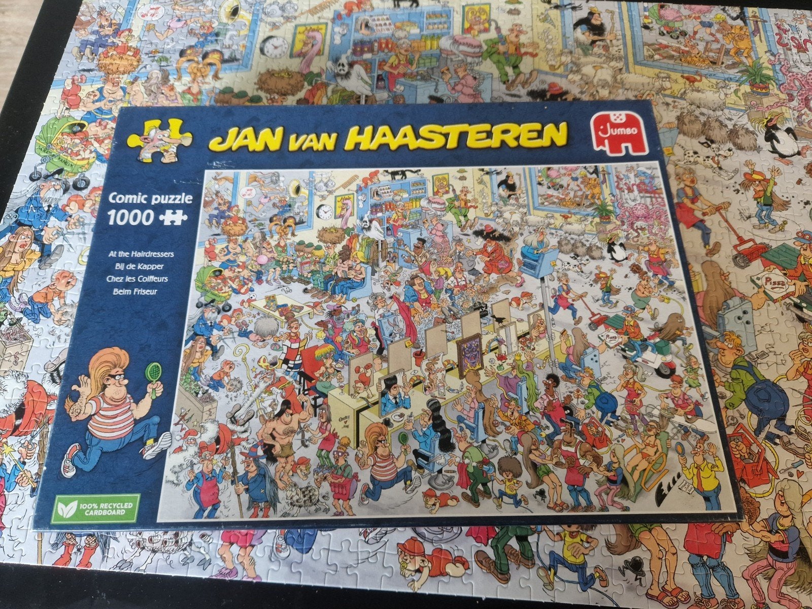 Jan van Haasteren puzzel bij de kapper, Ophalen of Verzenden, 500 t/m 1500 stukjes, Gebruikt, Legpuzzel