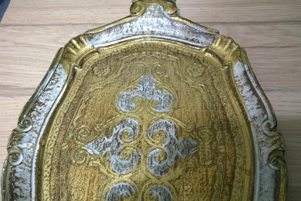 Vintage brocant Florentijns dienblad italie goud hout, Huis en Inrichting, Woonaccessoires | Dienbladen, Ophalen, Gebruikt, Ovaal