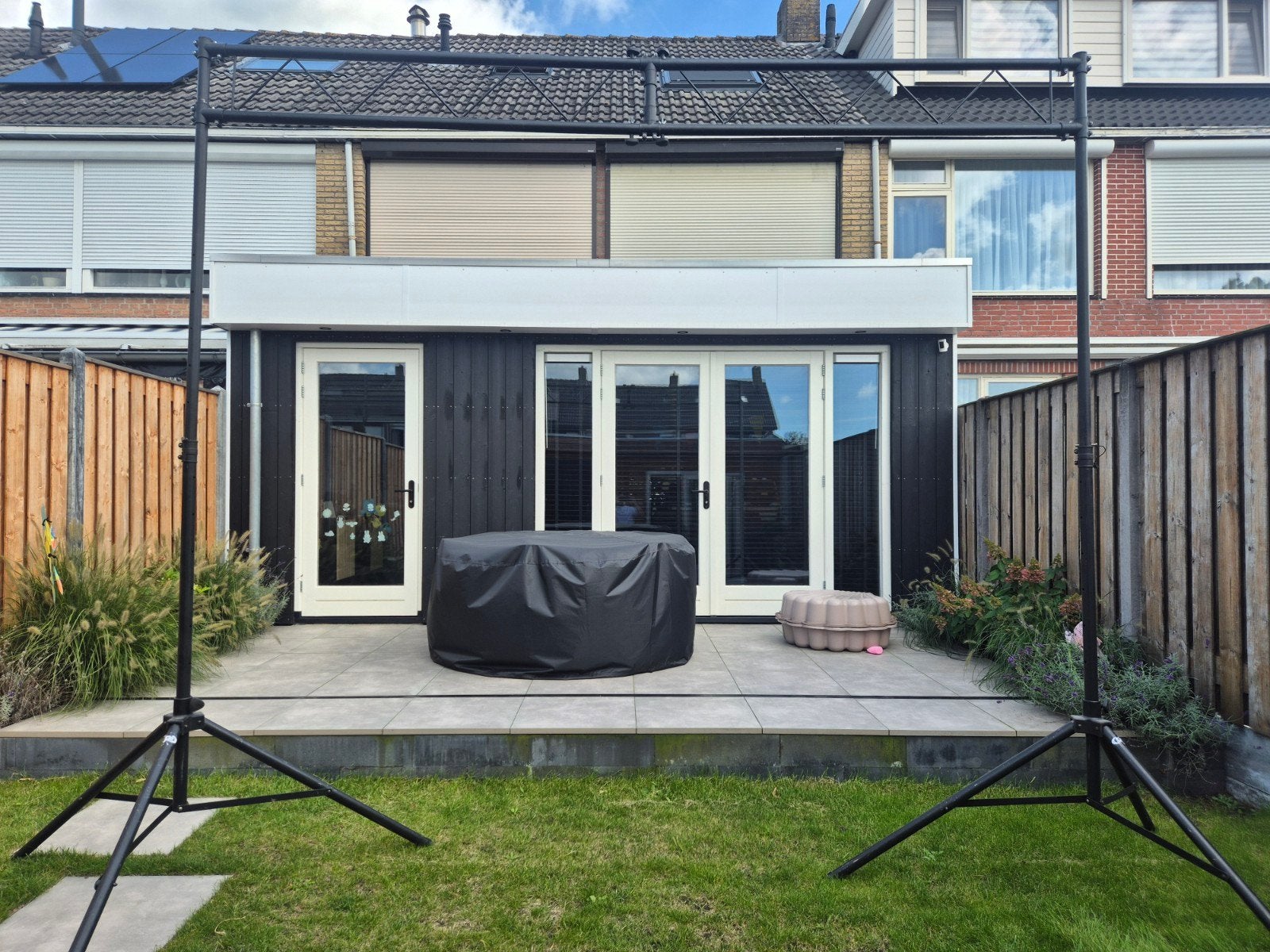Showtec 3 meter lichtbrug / laddertruss + 2 statieven, Ophalen, Gebruikt