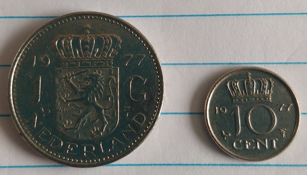 nederlandse munten uit 1977, volgnr 17, Ophalen of Verzenden, Koningin Juliana, Losse munt