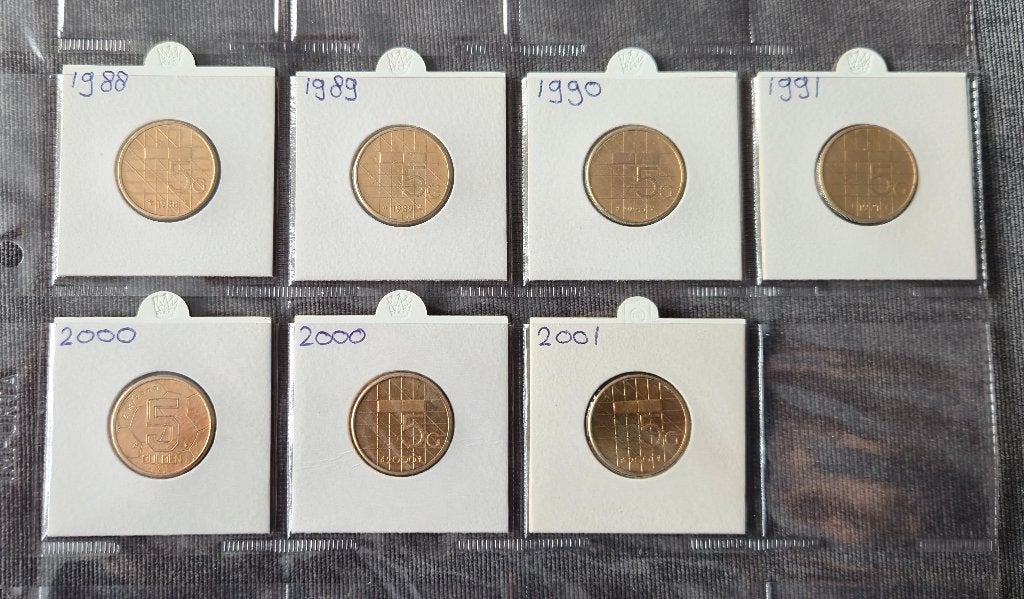 7 x 5 gulden munt nederland, Verzenden, Koningin Beatrix, 5 gulden, Setje