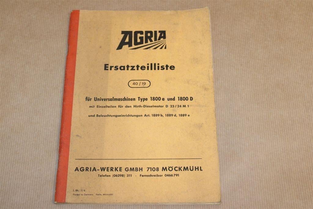 Agria Onderdelencatalogus Hirth Dieselmotor- 1965, Ophalen of Verzenden, Gelezen, Bouwkunde