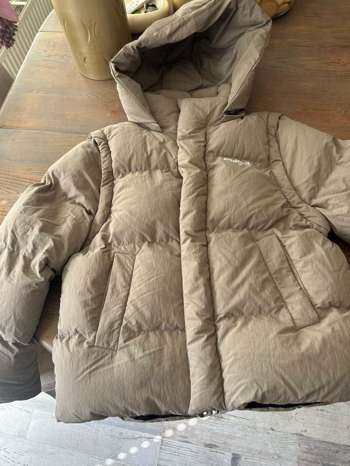 Equalite Dikke Winterjas Maat M, Kleding | Heren, Ophalen of Verzenden, Zo goed als nieuw, Beige