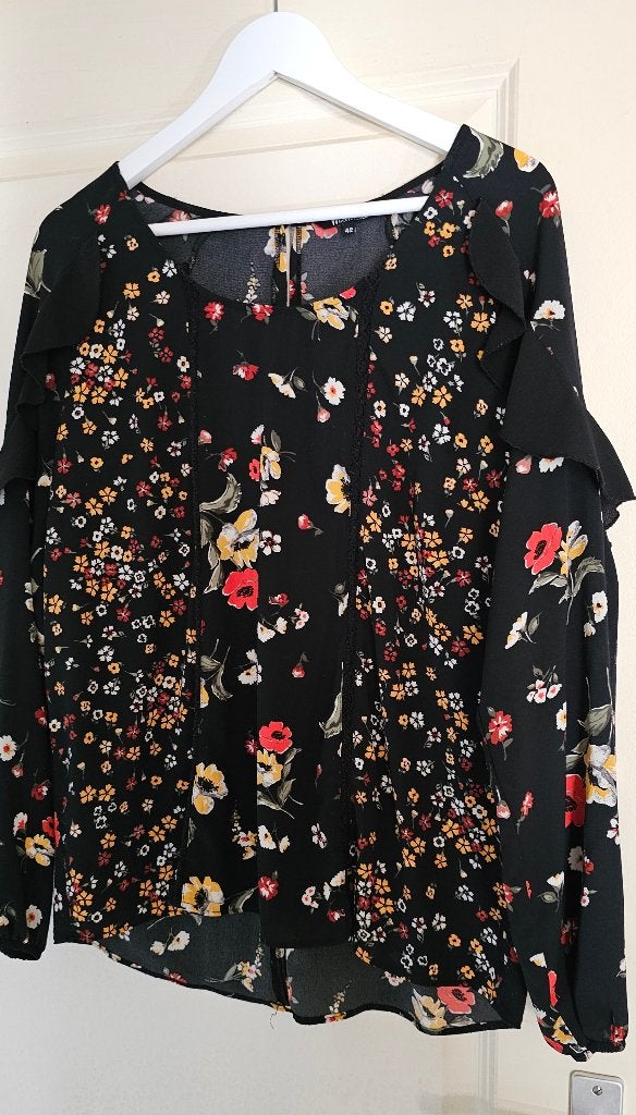Leuke, gebloemde blouse, MS Mode, maat 42., Meerkleurig, Maat 42/44 (L), Ophalen of Verzenden, Zo goed als nieuw