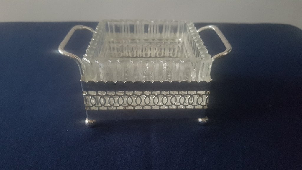 Vintage verzilverde bonbons schaaltje 7cm h x 14cm b x 10cm, Antiek en Kunst, Ophalen of Verzenden