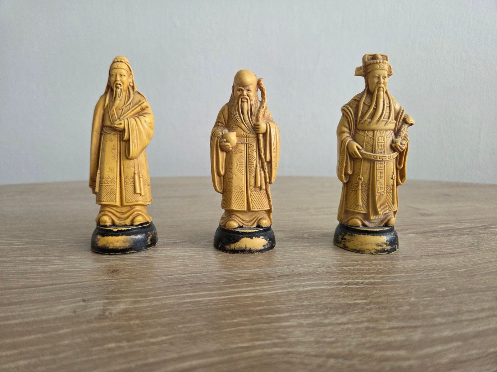 3 antieke schaakstukken chinees motief, Ophalen of Verzenden