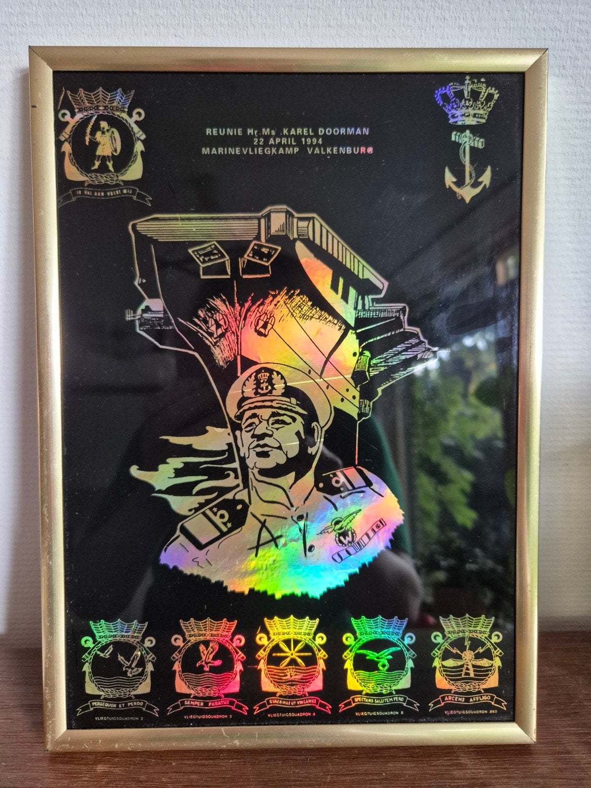 Holografische print reünie Hr.Ms. Karel Doorman 1994, Verzamelen, Ophalen of Verzenden, Landmacht, Duitsland, Foto of Poster