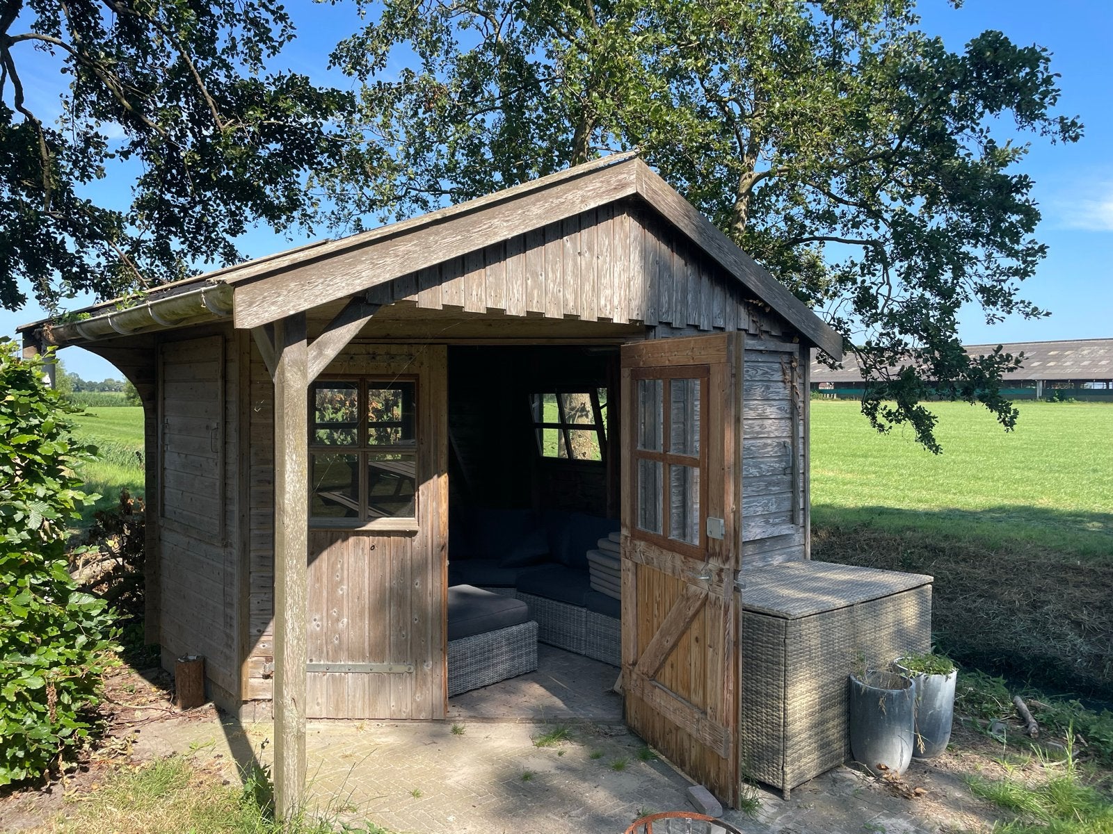 Tuinhuis 3x3 meter met schuine voorkant en hardhouten raamwe, Ophalen, Tuinhuis, 250 tot 500 cm, 2 ramen